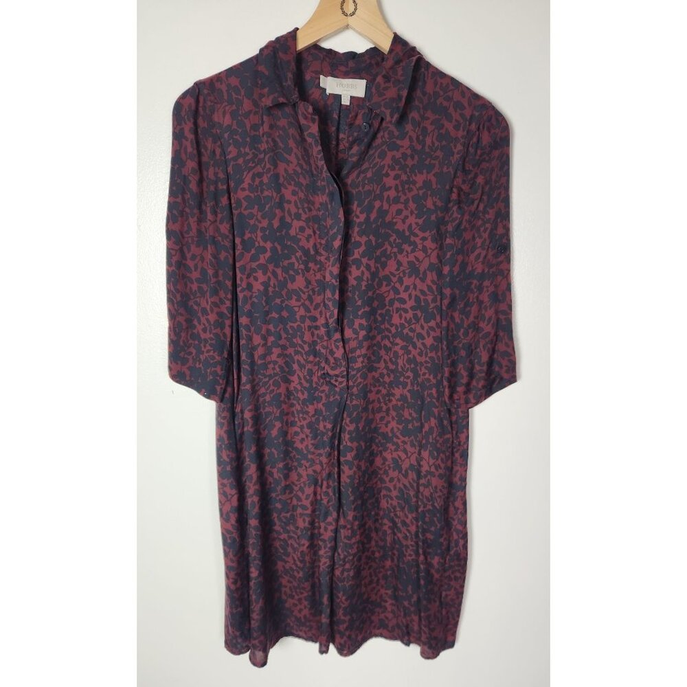 HOBBS London Women's Sz. 2 Navy & Plum Floral Shift Dress